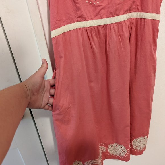 Anthropologie Moulinette Soeurs Pink Embroidered Cotton Dress - Picture 4 of 10